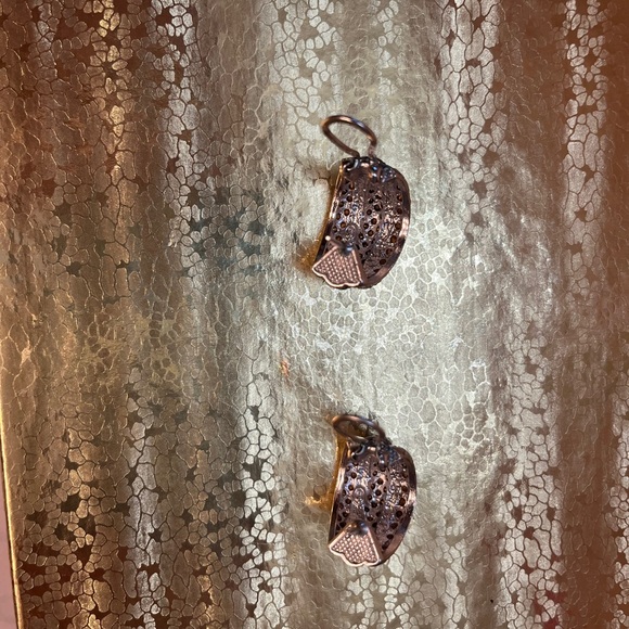 Black and clear cubic zirconia pave Demi-hoop rhodium plated pierced earrings - Picture 6 of 9